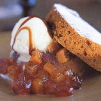 Pumpkin Cake with Sage Ice Cream and Pumpkin Cherry Compote_image