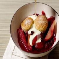 Pear and Cranberry Cobbler with Citrus-Infused Custard Sauce_image