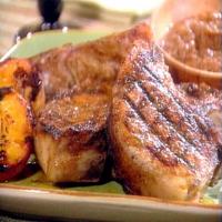 Grilled Giant Pork Chops with Sweet Peach Barbecue Sauce image