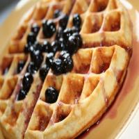 Lemon Belgian Waffles With Berry Syrup_image