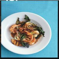 Grilled Shrimp Satay with Peaches and Bok Choy_image