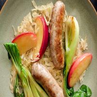 Sausage with Sauerkraut, Apples, and Bok Choy image
