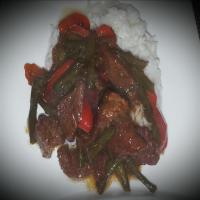 Szechuan Beef with Green Beans and Red Bell Peppers image
