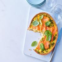 Smoked Salmon Quiche With Kale and Basil, and Sesame Seed Crust image