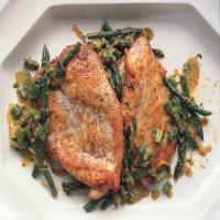 Sauteéd Chicken Cutlets with Asparagus, Spring Onions, and Parsley-Tarragon Gremolata_image