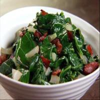 Quick-Braised Greens with Bacon and Sweet Onions image