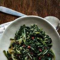 Sautéed Spicy Dandelion Greens and Onions_image