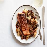Oven-Roasted Salmon with Cauliflower and Mushrooms image