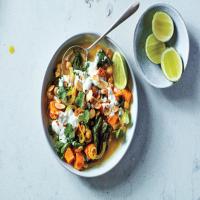 Coconut-Braised Chickpeas with Sweet Potatoes and Greens image