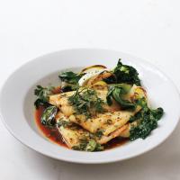 Oven-Roasted Flounder With Bok Choy, Cilantro, and Lime_image