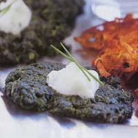 Greek-Herbed Spinach Latkes with Feta-Yogurt Sauce_image