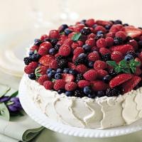 Mixed-Berry Chiffon Cake with Almond Cream Cheese Frosting image