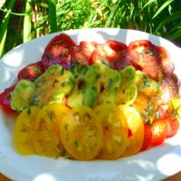 Red and Yellow Heirloom Tomato Platter With Balsamic Vinaigrette image