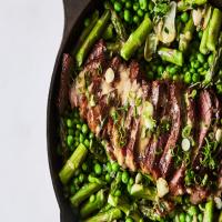 One-Skillet Steak and Spring Veg with Spicy Mustard image