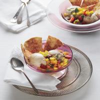Coconut-Piloncillo Ice Cream with Coconut Tortilla Chips and Fruit Salsa_image