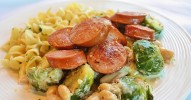 kielbasa-with-brussels-sprouts-in-mustard-cream-sauce image