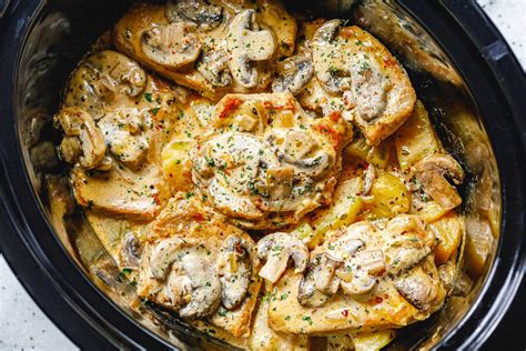 crockpot-creamy-garlic-pork-chops-with-mushrooms-and image