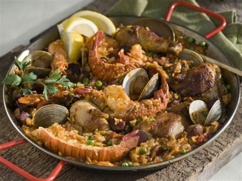 paella-with-seafood-chicken-and-chorizo-food-network image
