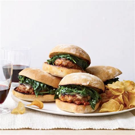 italian-sausage-burgers-with-garlicky-spinach-food image
