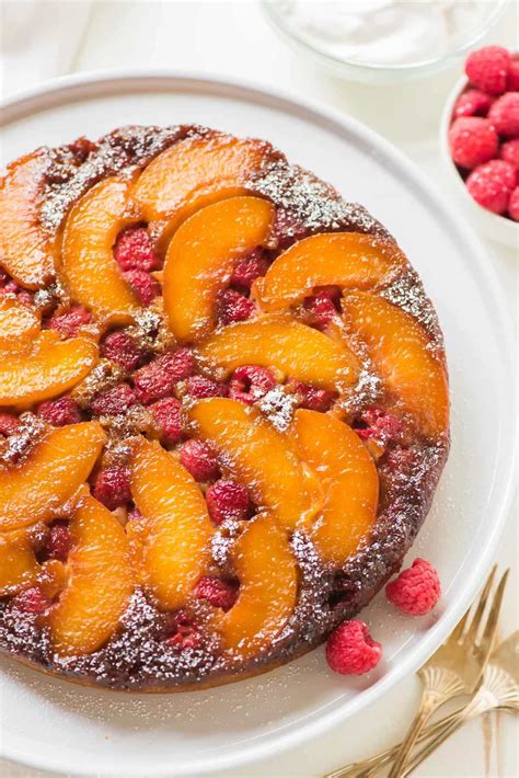 peach-upside-down-cake-healthy-easy image