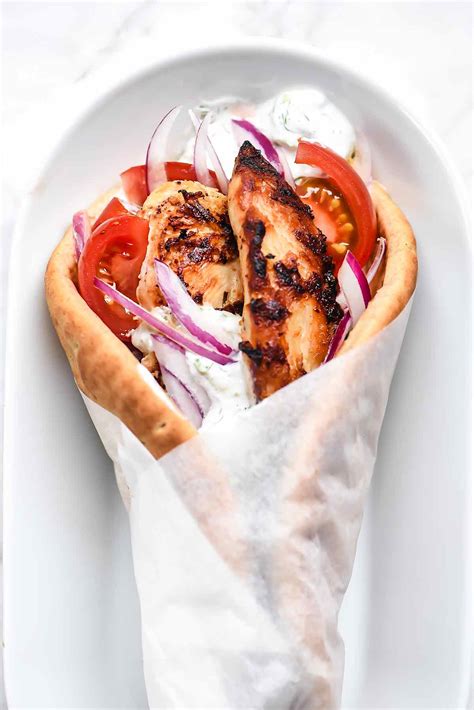easy-chicken-gyros-with-tzatziki-sauce-foodiecrush image