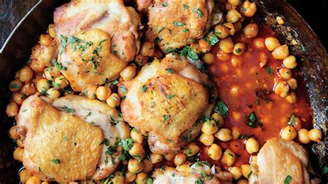 pan-roasted-chicken-with-harissa-chickpeas-bon-apptit image