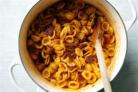 spicy-chorizo-pasta-recipe-nyt-cooking image