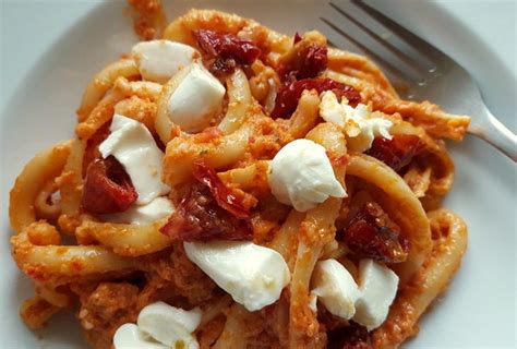 spaccatelle-pasta-with-sicilian-sun-dried-tomato-pesto image