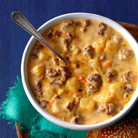 cheeseburger-soup-recipe-how-to-make-it-taste-of-home image