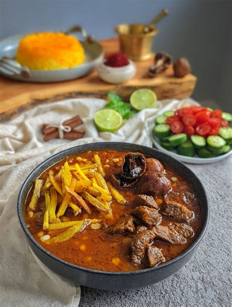khoresh-gheymeh-beef-and-yellow-split-pea-stew-with image