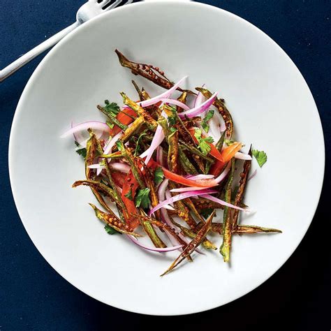 crispy-okra-salad-recipe-suvir-saran-food-wine image