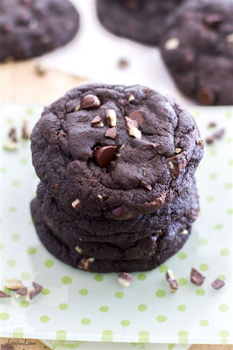double-chocolate-chip-mint-cookies-a-latte-food image