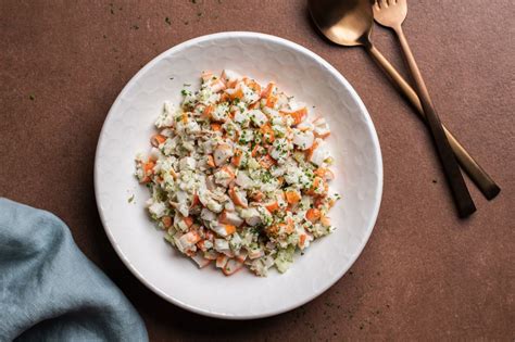 easy-imitation-crab-seafood-salad-recipe-the-spruce image