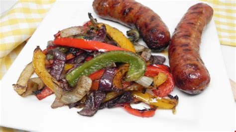 grilled-italian-sausage-with-peppers-and-onions-food image