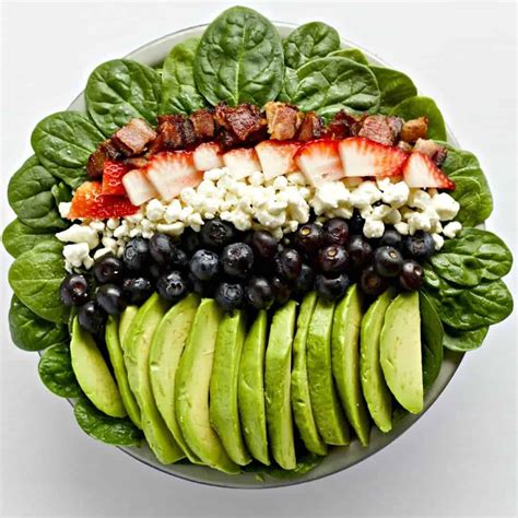spinach-avocado-bacon-feta-cheese-salad-homemade image