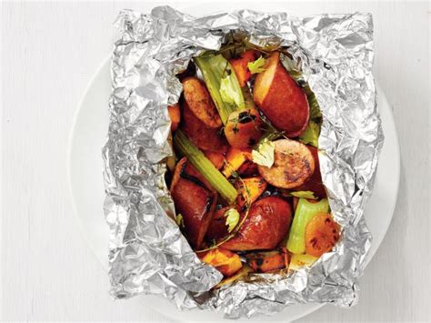 kielbasa-sweet-potato-foil-packets-food-network image