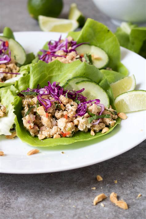 turkey-lettuce-wraps-thai-larb-gai-stephanie-kay-nutrition image