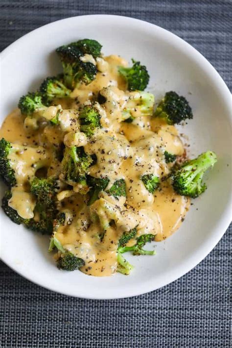 air-fryer-broccoli-with-cheese-sauce-food-fidelity image