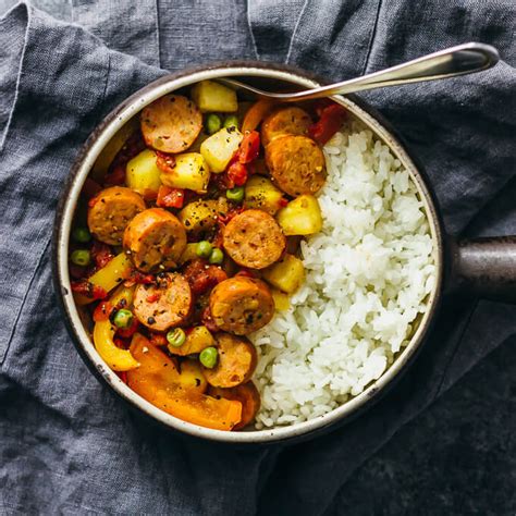 hawaiian-sausage-and-peppers-with-rice image