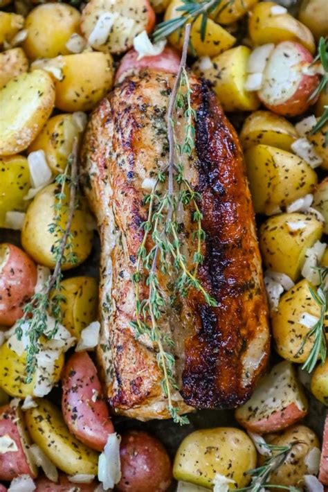 garlic-herb-butter-baked-pork-loin-and image