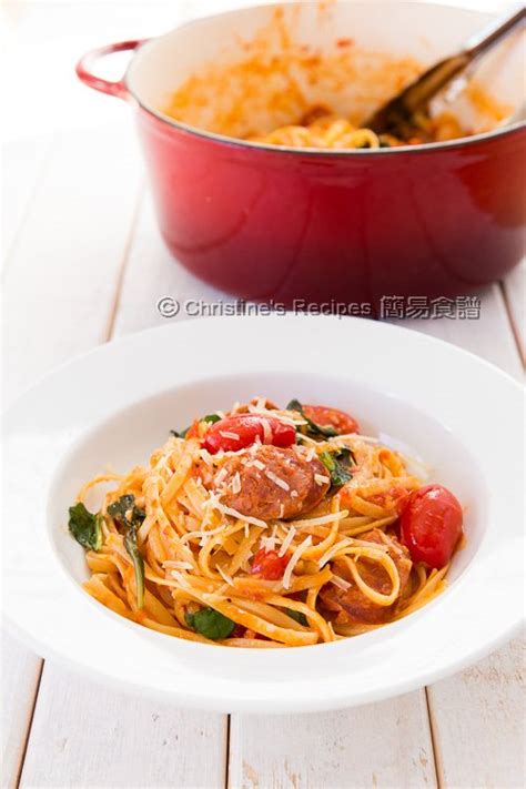 one-pot-pasta-with-tomato-basil-and-chorizo image