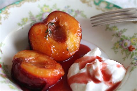 honey-roasted-plums-with-thyme-and-greek-yogurt image