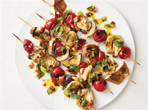 grilled-mushroom-kebabs-recipe-food-network-kitchen image