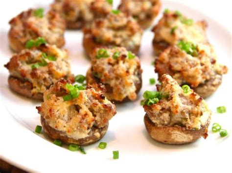 sausage-stuffed-mushrooms-recipe-kelsey-nixon-food image