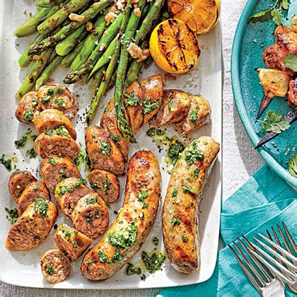 grilled-sausages-with-asparagus-recipe-myrecipes image