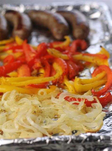 sausage-peppers-and-onions-sheet-pan-dinner image