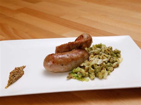pork-sausage-with-herb-spaetzle-recipe-anne-burrell image
