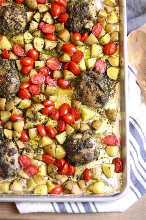 one-pan-pesto-chicken-with-potatoes-and-tomatoes image