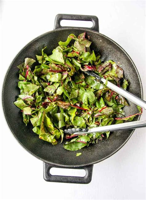sauteed-beet-greens-with-lemon-garliic-the-food-blog image