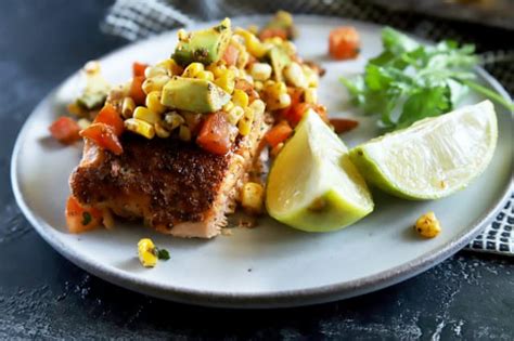 grilled-salmon-with-corn-avocado-salsa-recipe-food image
